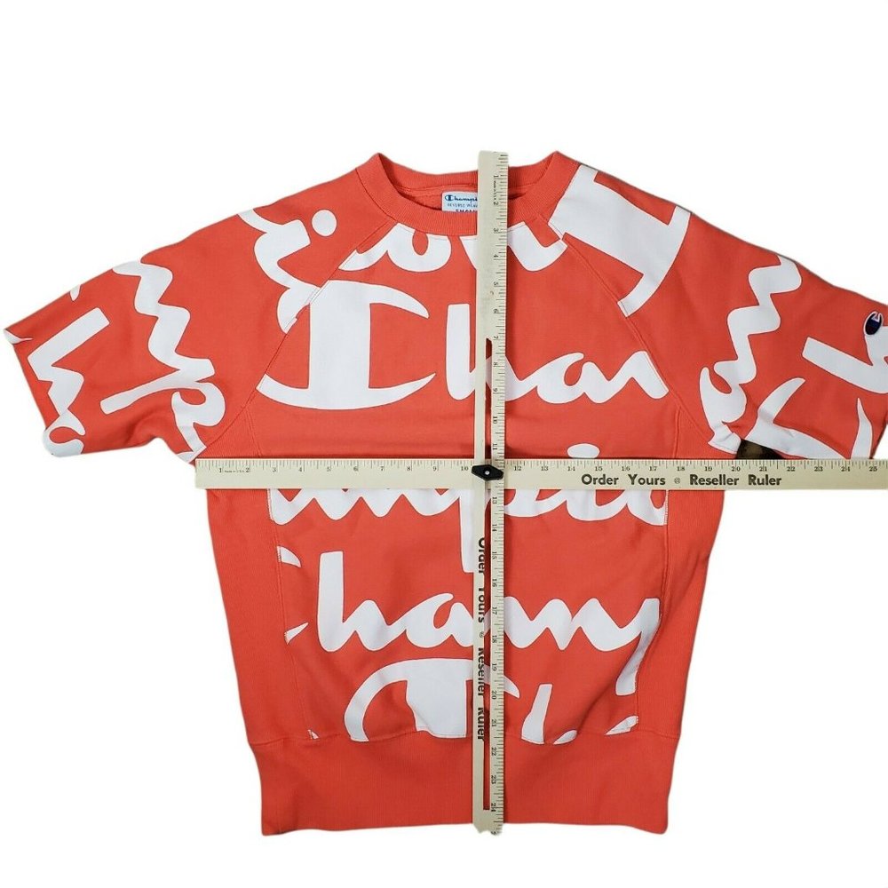 Champion Unisex S Reverse Weave All Over Print Short Sleeve Fleece Sweatshirt - Picture 3 of 12